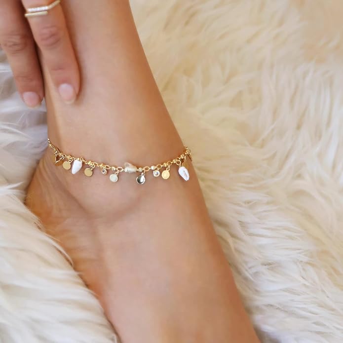 Ettika Anklets for Women. Anklet, 18k Gold or Rhodium Plated. Ankle Bracelets for Women, Jewelry