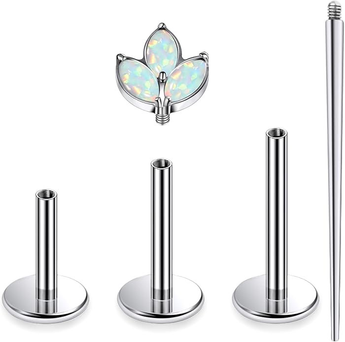 16G Astm F136 Titanium Internal Thread Flat Back Earrings Nose Studs Tragus Forward Helix Conch Cartilage Lobe Earrings Stud Medusa Labret Monroe Lip Ring Piercing Jewelry For Women Men