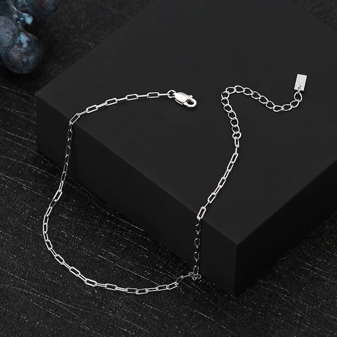 925 Sterling Silver Chain Anklets Bracelet For Women Adjustable Anklet Bracelet With Rhodium Plating For Long-Lasting Shine Silver Anklets For Women Jewelry Gift for Women