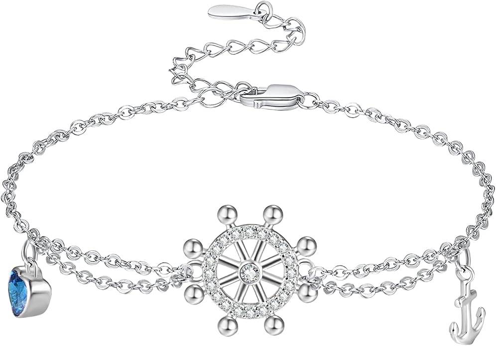 Palpitate Anchor Anklet Bracelets for Women Anklet Nautical 925 Sterling Silver Anchor Jewelry Gifts for Women Sailor Adjustable Chain