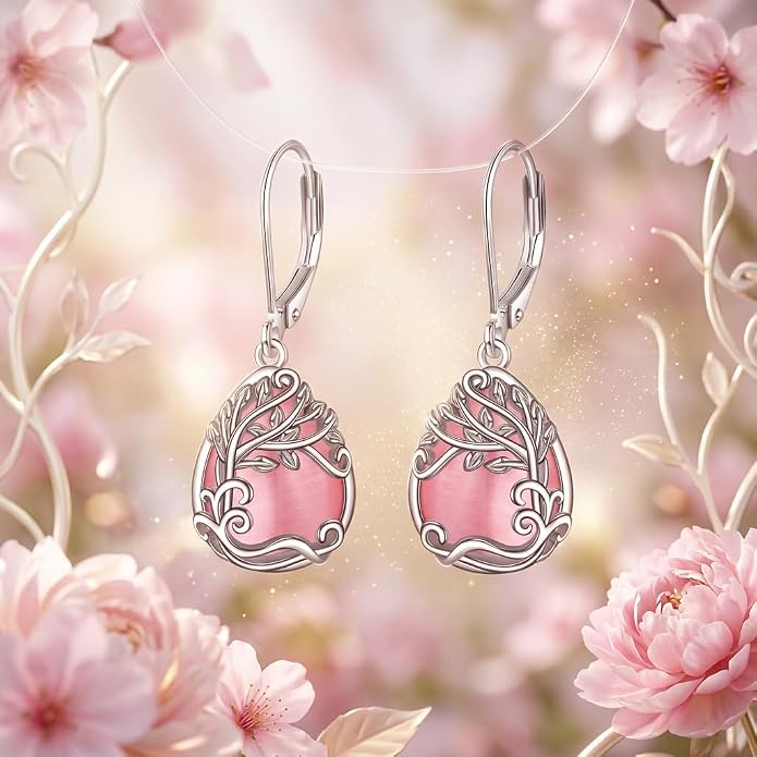 Teardrop Tree of Life/Filigree Earrings for Women Dangle Leverback Earrings Jewelry Gift Anniversary For Her