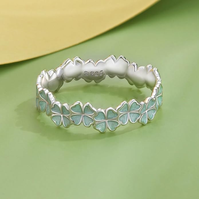 MUNDELL 925 Sterling Silver Dainty Daisy Rings Blue Flower Finger Rings for Women Stacking Promise Rings Fine Jewelry