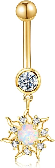 Sun/Skeleton Hand Belly Button Ring S925 Sterling Silver Belly Button Ring Gift For Women Birthday Gift
