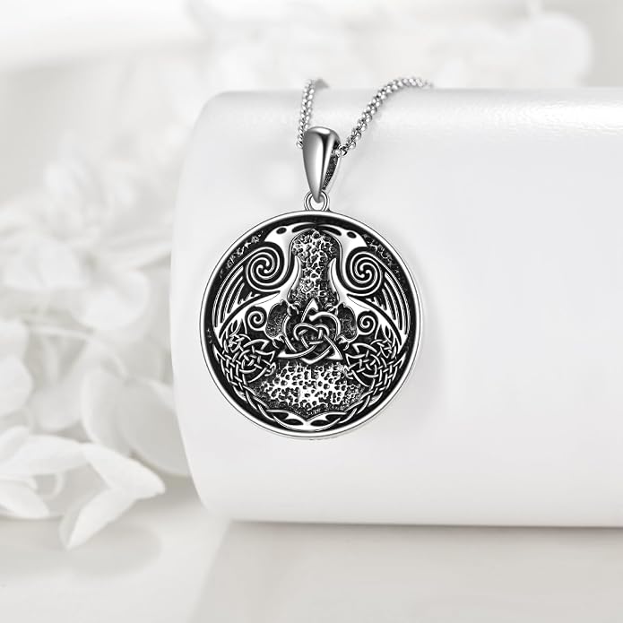 POPLYKE Faith/Sword/Mustard Seed/Horse/Wolf/Thor's Hammer/Viking/Devil Eyes Snake Sterling Silver Necklace for Men Jewelry Birthday Gifts