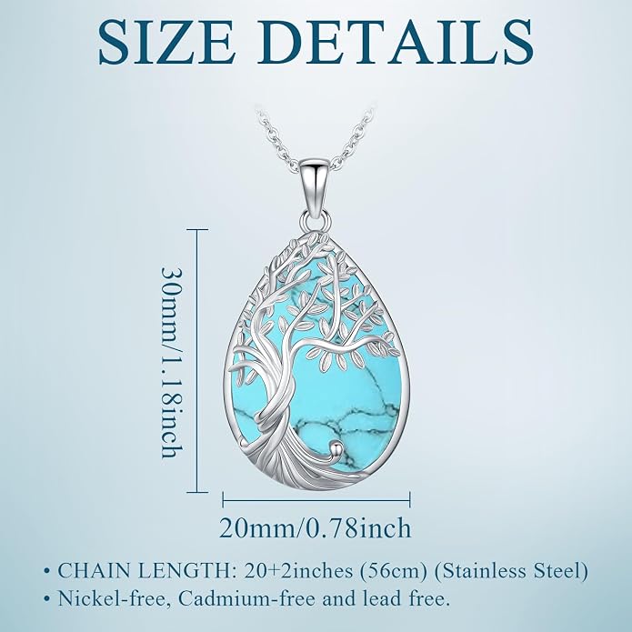 Tree of Life Necklace Family Teardrop/Heart Pendant Mother Jewelry Gifts for Women Grandma Wife Mom