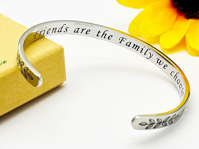 Dczosily Inspirational Bracelets for Women Stainless Steel Cuff Bracelet Engraved Jewelry Motivational Bangles Personalized Gifts for Best Friend/Mom