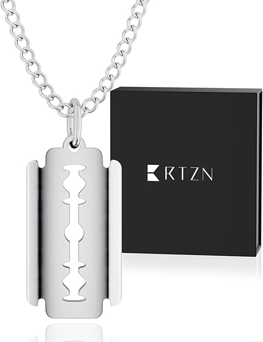 RTZN® Pendant Necklace for Men – Premium Stainless Steel Silver Pendant Necklace with 22" Chain – Waterproof & Non-Tarnish Small Pendants for Men – Bold Symbols of Strength & Legacy