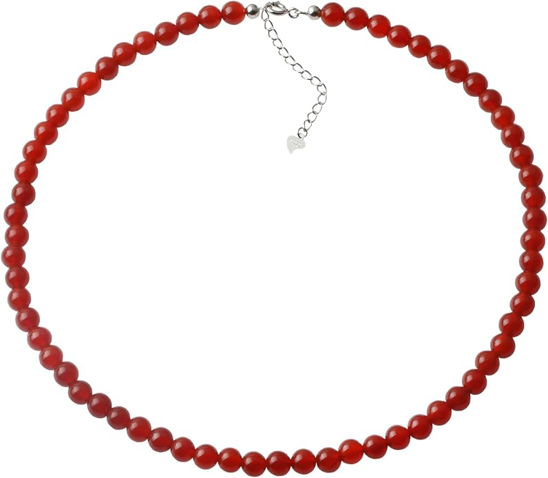 Kakikaki Natural Agate Choker Necklace Sterling Silver Round Beads Strand Necklace for Women