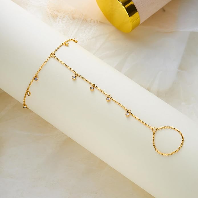 Dainty Anklet for Women Trendy Boho Waterproof Link Chain Gold Pearl CZ Stainless Steel Ankle Chain Adjustable Foot Minimalist Summer Jewelry Gift for Women