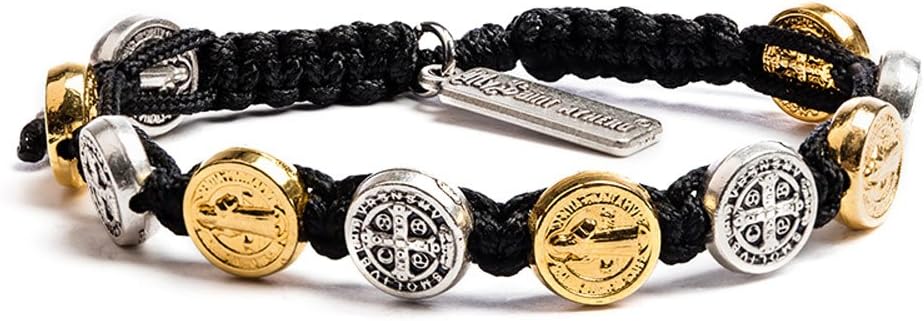 My Saint My Hero Benedictine Blessing Bracelets – Handwoven Spiritual Protection with Medals Hand-Cast In Italy at Sacred Site