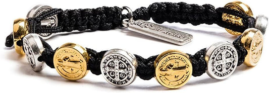 My Saint My Hero Benedictine Blessing Bracelets – Handwoven Spiritual Protection with Medals Hand-Cast In Italy at Sacred Site