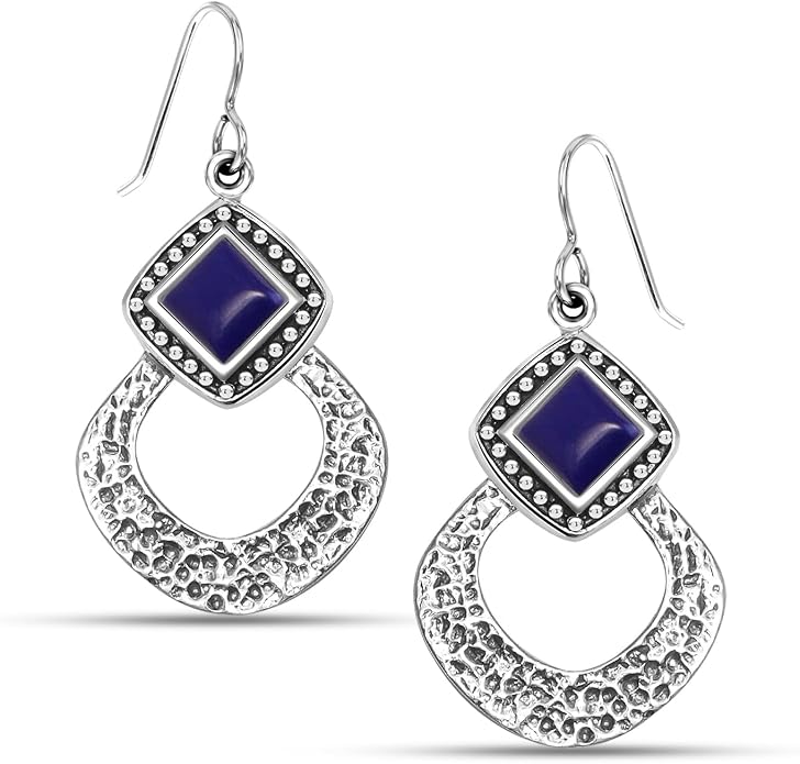 LeCalla 925 Sterling Silver Hammered Earrings for Women | Classic Handmade Textured Hammered Drop Dangle Earring Jewelry Gifts for Birthday Wedding Christmas