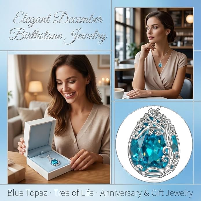 Teardrop Moonstone Necklace for Women Tree of Life/Filigree Birthstone Pendant Necklace Jewelry