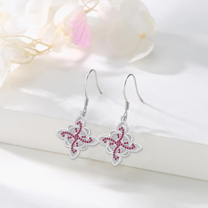 Celtic Knot Earrings 925 Sterling Silver Abalone Drop Dangle Celtic Earrings Gifts for Women
