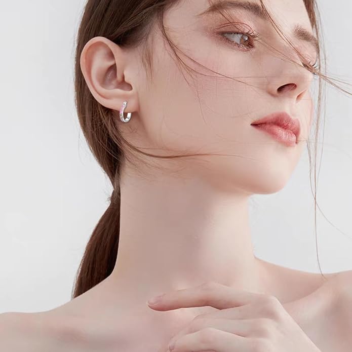 Sterling Silver Hoop Earrings Small Hoop Sun/Leaf/Triangle Huggie Earrings for Women Hypoallergenic