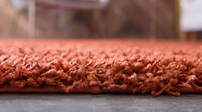 Unique Loom Solid Shag Collection Area Rug (5' 1" x 8' Rectangle, Terracotta)