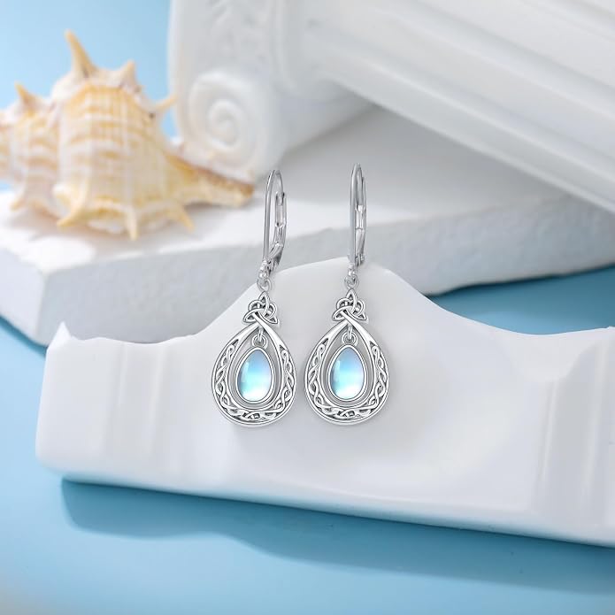 Dorunmo Moonstone Dangle Drop Earrings s925 Sterling Silver Leverback Earrings Filigree Moonstone Jewelry Birthday Gifts for Women