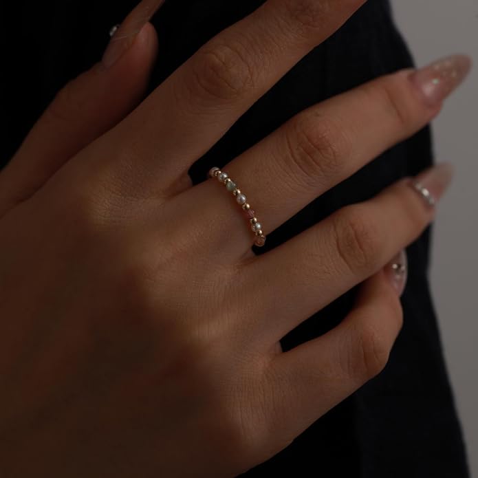 14K Gold Filled ring, dainty stackable handpicked premium 1.8-2mm cultured freshwater pearl ring women's