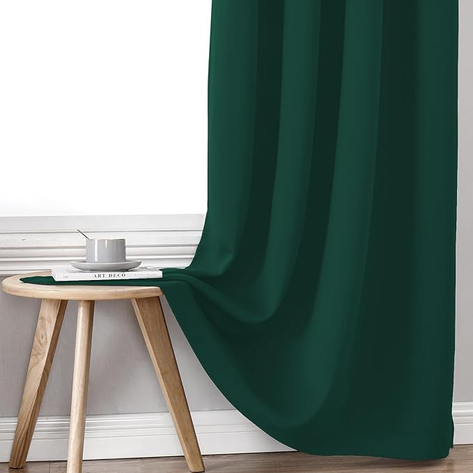 ChrisDowa 100% Blackout Curtains for Bedroom 120 Inches Long 2 Panels Set | 2 Thick Layers, Thermal Insulated, Light Blocking, Grommet, Long Window Drapes, for Living Room, Forest Green, 52 x 120 Inch