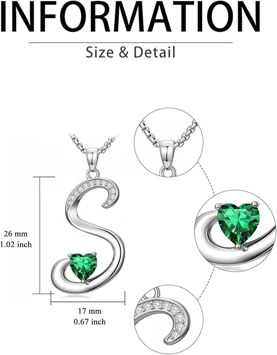 Birthday Gifts for Women Alphabet A to Z Initial Birthstone Pendant Necklaces for Women - 18k White Gold Plated Personalized Name Jewelry Anniversary Graduation Gifts for Wife Her Daughter Girlfriend(with Gift Box)