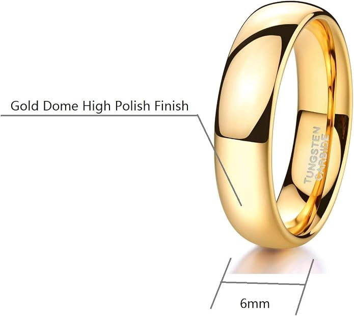 CROWNAL 2mm 4mm 6mm 8mm 10mm Tungsten Wedding Band Ring Men Women Plain Dome Polished Size Comfort Fit Size 3 To 17