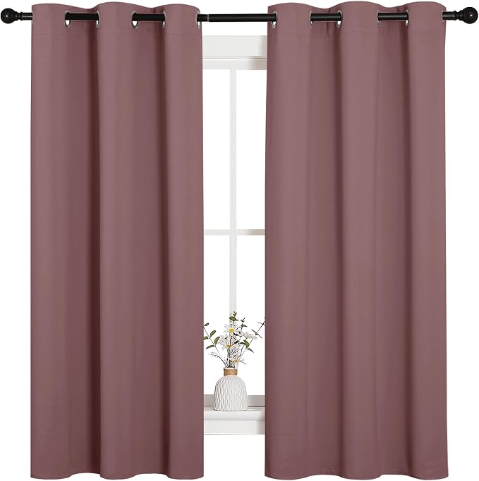 NICETOWN Room Darkening Curtains Drapes for Daughter's Bedroom, Window Treatment Thermal Insulated Grommet for Living Room (Dusty Bean Paste, 2 Panels, 42 by 63)