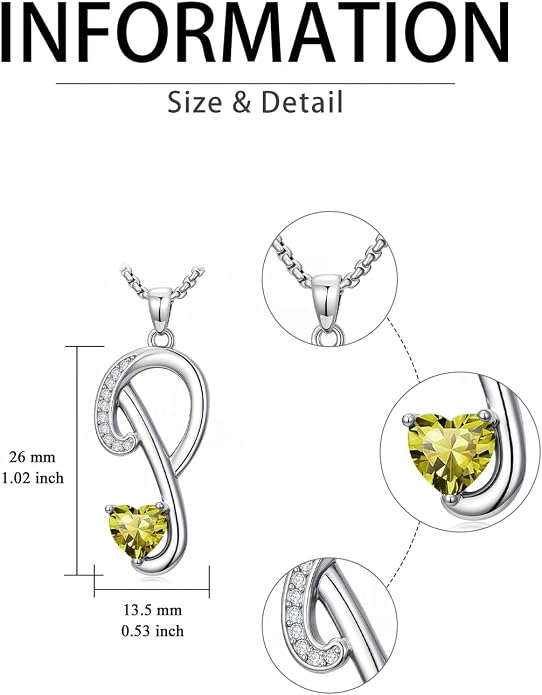 Birthday Gifts for Women Alphabet A to Z Initial Birthstone Pendant Necklaces for Women - 18k White Gold Plated Personalized Name Jewelry Anniversary Graduation Gifts for Wife Her Daughter Girlfriend(with Gift Box)