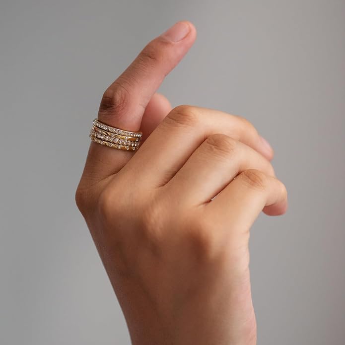 14K Gold Filled Rings for Women, Dainty Stacking Rings for Women, Thin Gold Band Ring Plain Statement Ring Comfort Fit Size 6-10