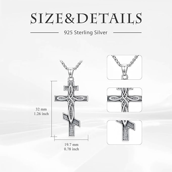 Crown of Thorns Necklace for Men 925 Sterling Silver Nail Cross Necklace Pendant Religious Christian Jewelry Valentines Day Gifts for Men