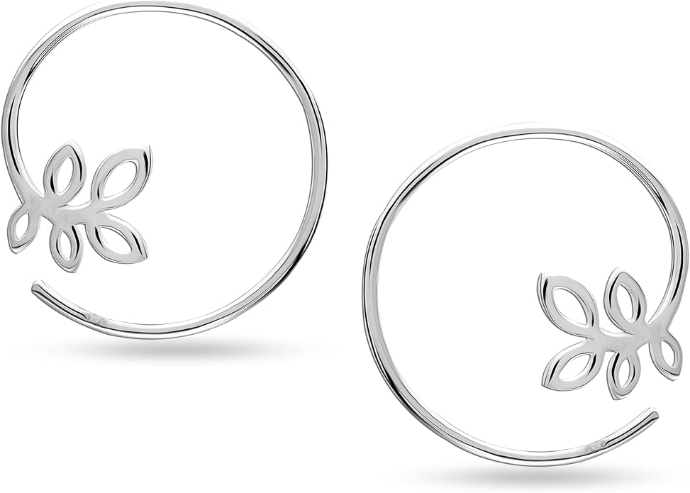 LeCalla 925 Sterling Silver Threader Earrings for Women | Handmade Wire Boho Hoops & Drop Earrings in Spiral, Heart, Bar Designs | Lightweight Pull Through Earring Jewelry Gift for Birthday, Anniversary