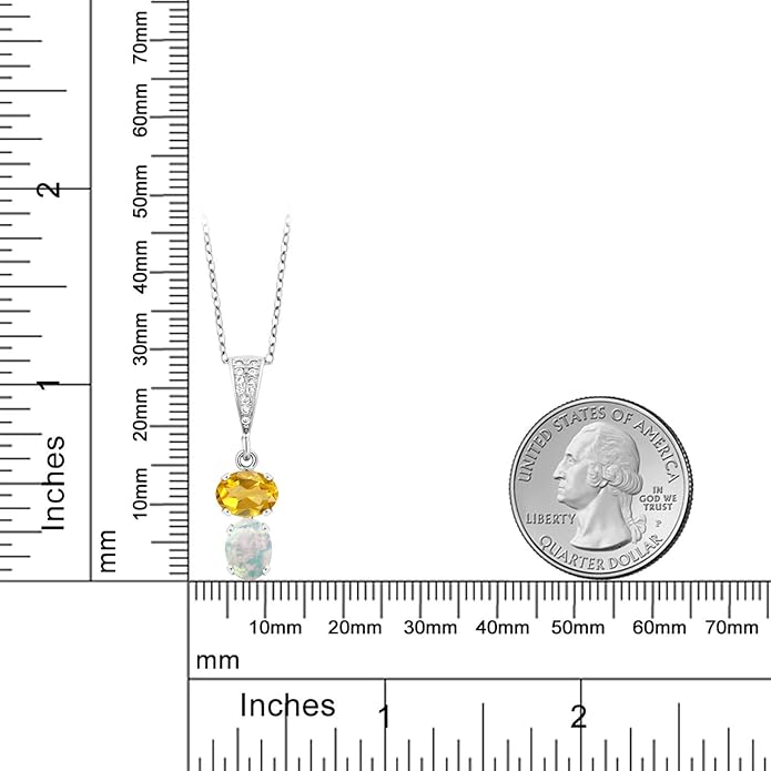 Gem Stone King 2-Stone Gemstone Birthstone Pendant Necklace for Women in 925 Sterling Silver | Oval 8x6MM | 18 Inch Silver Chain | Fine Jewelry for Her Mom Wife
