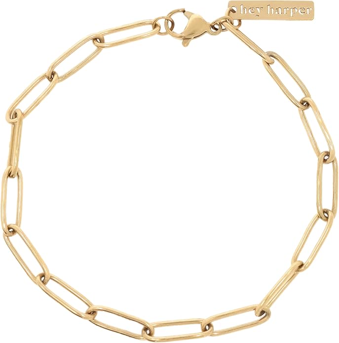 Hey Harper Gold Bracelet For Women Trendy - 14K Gold Dainty Bracelet - Waterproof Sweatproof Non Tarnish Jewelry Gift for Women and For Everyday