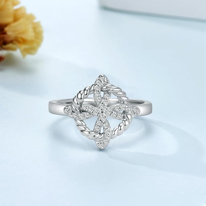 Witches Knot Ring 925 Sterling Silver Celtic Rings for Women Love Knot Ring Witch Jewelry Birthday Gift for Lover Wife