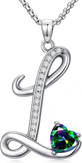 Birthday Gifts for Women Alphabet A to Z Initial Birthstone Pendant Necklaces for Women - 18k White Gold Plated Personalized Name Jewelry Anniversary Graduation Gifts for Wife Her Daughter Girlfriend(with Gift Box)