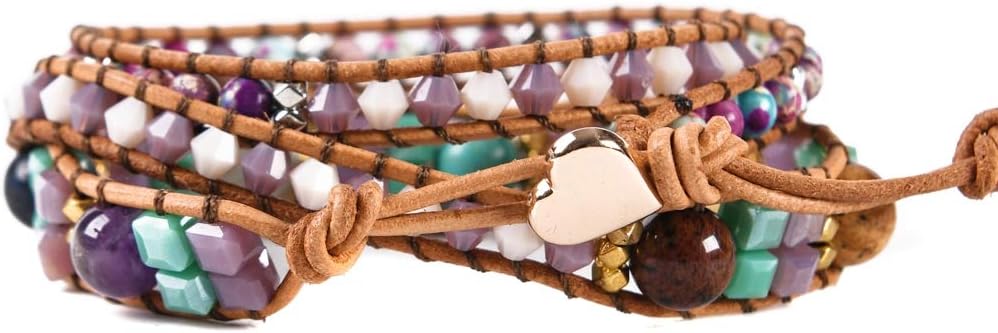 YGLINE Natural Stone Bracelet 3 Wraps Bracelet Handmade Boho Bracelet for Women Bracelet