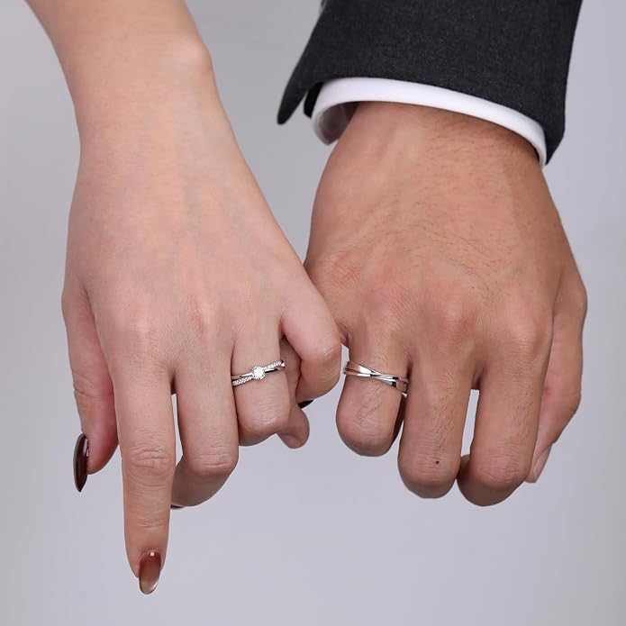 Meissa 925 Sterling Silver Celtic Knot Ring for Couples 2 Pcs Couple Rings Handmade Matching Promise Rings Rings Size Adjustable Bridal Jewelry