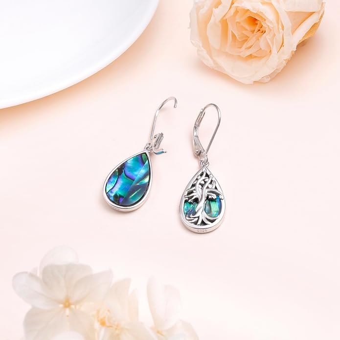925 Sterling Silver Filigree Dangle Drop Earrings Daisy/Lotus/Rose Flower/Moonstone Leverback Teardrop Earrings for Women Infinity Celtic Knot Daisy Lotus Jewelry for Mothers Day