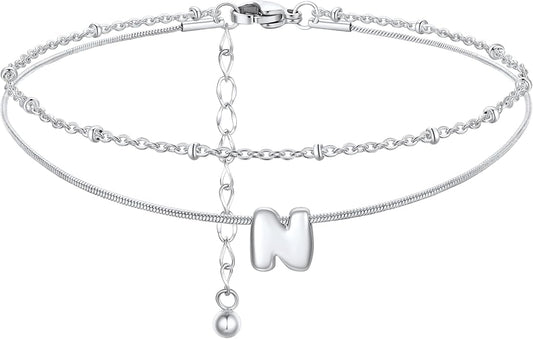 ChainsProMax Initial Ankle Bracelets for Women, Waterproof Anklets Bracelet Adjustable Summer Beach Women Foot Jewelry, Stainless Steel/Gold Plated-Send Gift Box/Letter A-Z