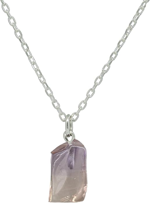 Raw Birthstone Crystal Necklace for Women, Hypoallergenic 925 Sterling Silver Pendant, Adjustable 16+2" Silver Chain, Light Natural Gemstone Jewelry for Everyday Wear & Gift for her & him
