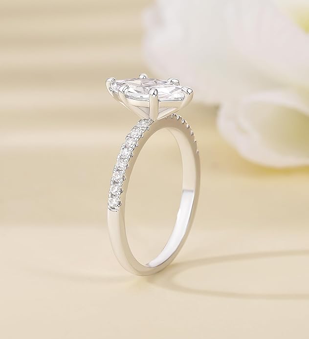 TIGRADE 2CT Engagement Ring for Women Marquise Cut Cubic Zirconia Wedding Band CZ Promise Anniversary Ring Size 3-12