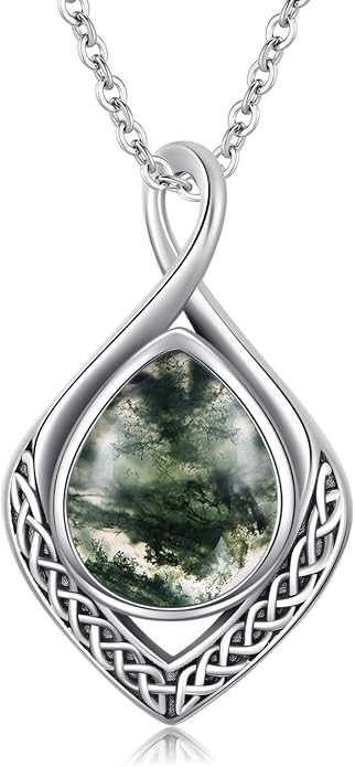 PELOVNY Celtic Knot Necklaces for Women 925 Sterling Silver Gemstone/Birthstone Teardrop Infinity Necklace Irish Celtic Pendant Jewelry Gifts for Mom Daughter Wife