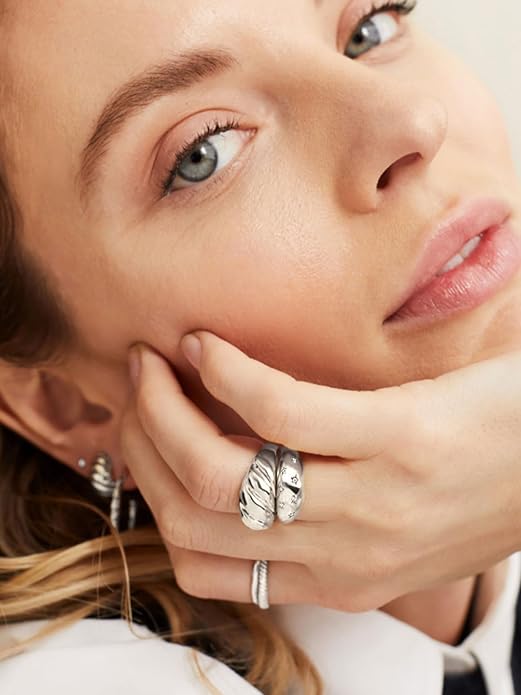 GOLDCHIC JEWELRY Chunky Dome Ring for Women, Stainless Steel Bold Stacking Croissant Statement Ring For Men (Size 7-12, Custom)