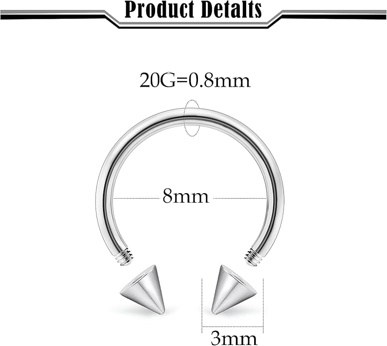 20G-2G ASTM F136 Titanium Septum Rings Nose Ring Hoops Circular Barbell Helix Snug Tragus Rook Daith Cartilage Earring Sneke Bites Lip Ring Hoop Smiley Piercing Jewelry for Women Men 6mm-19mm