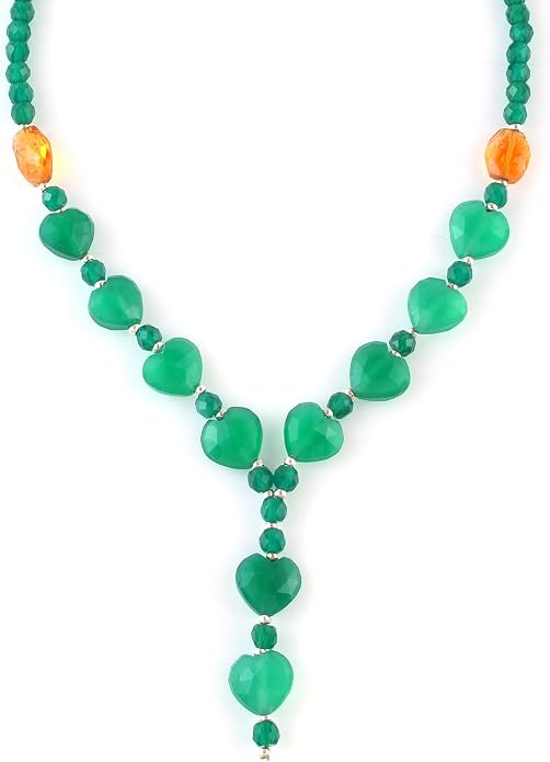 925 Sterling Silver Handmade Gemstone Necklace with Natural Heart-Shaped Beads – Dainty Jewelry for Women