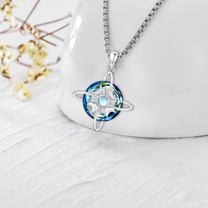 Pentagram/Celtic Knot/Witches Knot/Santa Muerte/Triple Moon Goddess/Baphomet/Hecate Necklace Sterling Silver Magic Wiccan Amulet Pagan Jewelry for Women Men
