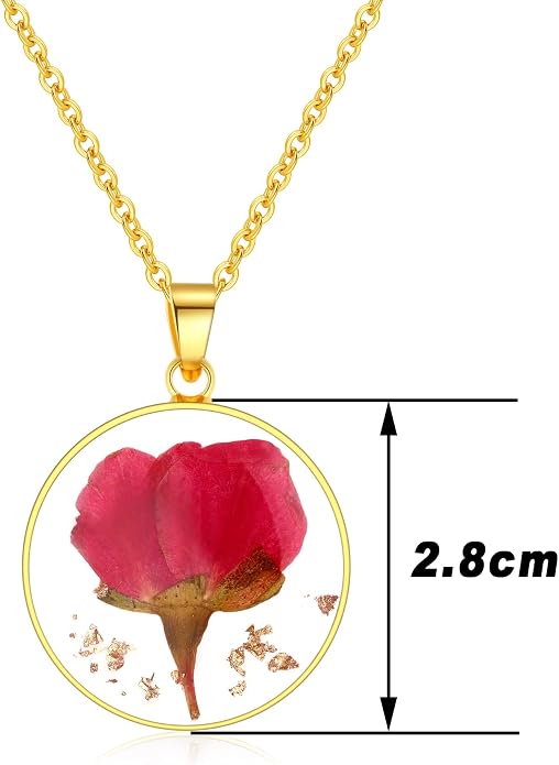 AUNTESIGN Forget-Me-Not and Queen Anne's Lace Pressed Wildflower Necklace | Birth Month Flowers Necklace | Gold/Silver Pressed Flower Jewelry | Mother's Day | Gift For Her