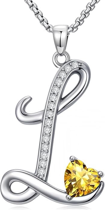 Birthday Gifts for Women Alphabet A to Z Initial Birthstone Pendant Necklaces for Women - 18k White Gold Plated Personalized Name Jewelry Anniversary Graduation Gifts for Wife Her Daughter Girlfriend(with Gift Box)