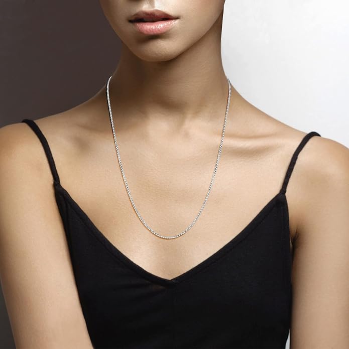 Miabella Italian 925 Sterling Silver Solid 2mm Round Box Chain Necklace for Women Men, Made in Italy