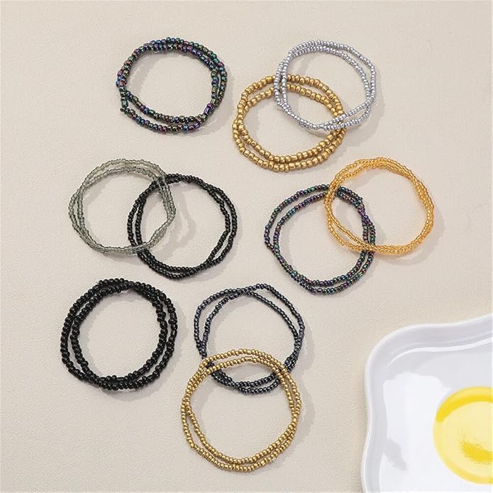 Fuqimanman2020 18Pcs Boho Stackable Beaded Bracelets for Women Colorful Handmade Multilayered Rice Beads Anklets Set Summer Beach Bohemian Jewelry Gift