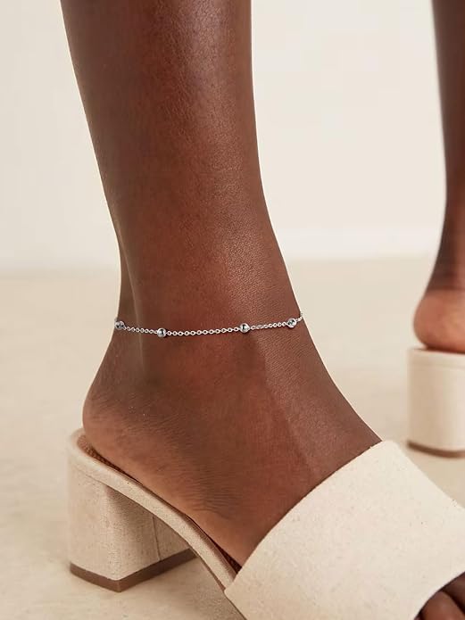 ChainsPro Anklets for Women Waterproof, Adjustable Stainless Steel/ Sterling Silver/14K Gold Plated Ankle Bracelets for Women, Non Tarnish Layered Anklets Beach Jewelry Gifts for Swimming & Daily Wear (Send Gift Box)
